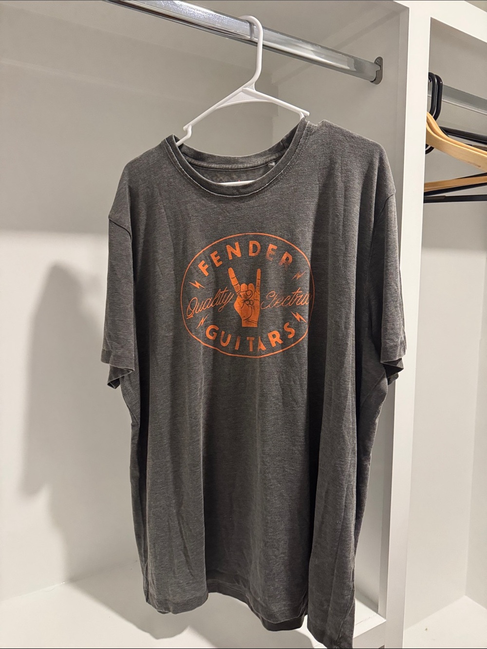 Lucky Brand Charcoal Short-Sleeve Tee with Orange Fender Logo